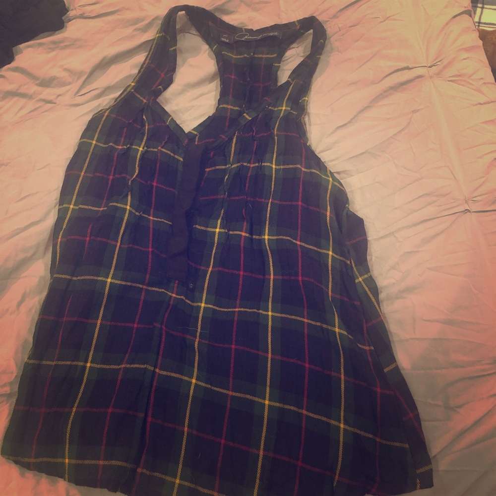 Vintage plaid flannel tank medium